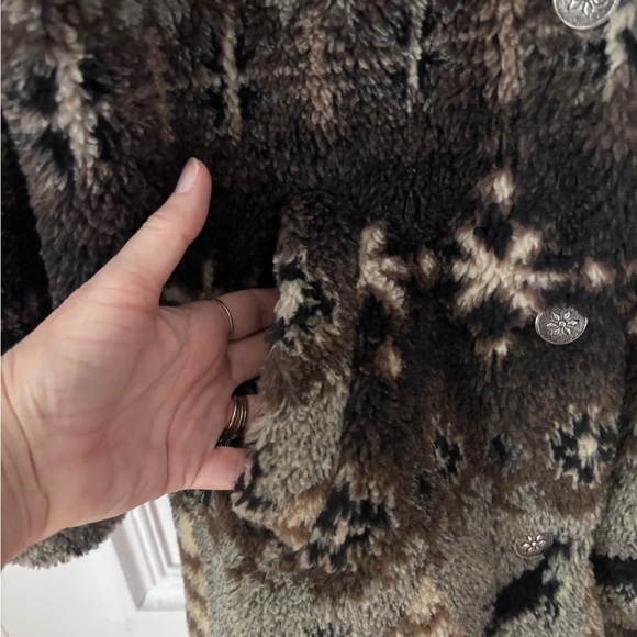 Vintage 90’s LL Bean Nordic Reindeer Button Front Fleece Jacket Size Small - Picture 3 of 15